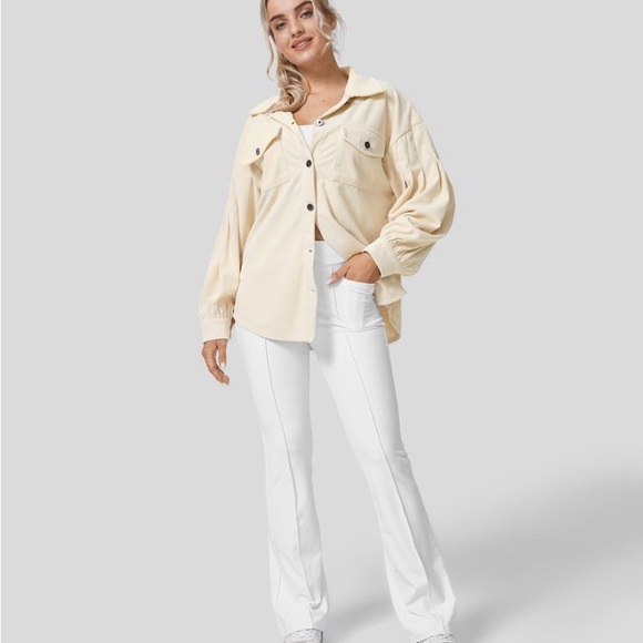 Halara Collared Button Pocket Long sleeve Curved Hem Corduroy Casual Jacket - Picture 6 of 6